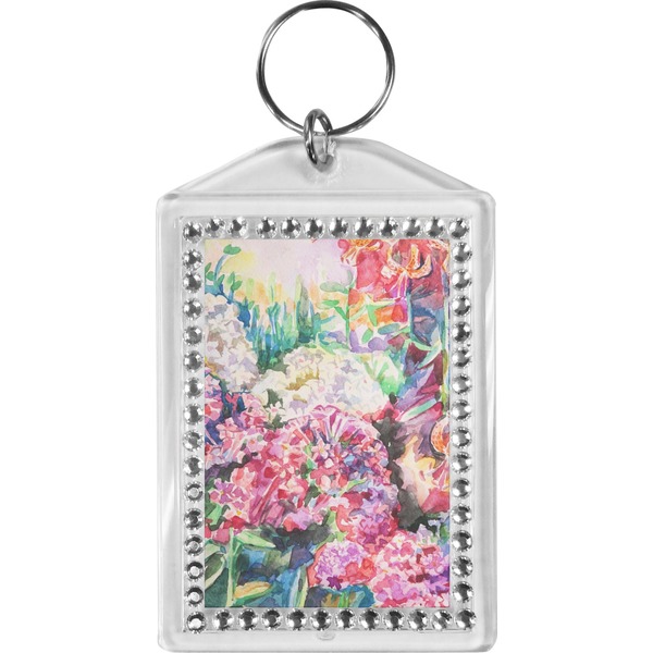 Custom Watercolor Floral Bling Keychain