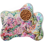Watercolor Floral Bone Shaped Dog Food Mat