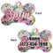 Watercolor Floral Bone Shaped Dog Tag - Front & Back