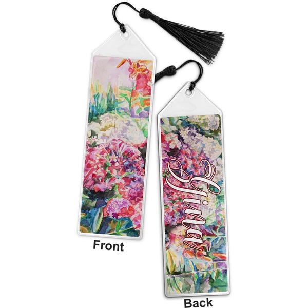 Watercolor Floral Bookmark with tassel - Front and Back