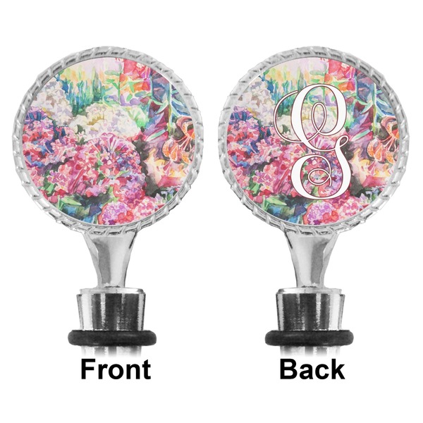 Watercolor Floral Bottle Stopper - Front and Back