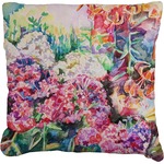 Watercolor Floral Faux-Linen Throw Pillow 16"