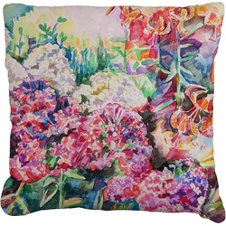 Watercolor Floral Faux-Linen Throw Pillow 16"