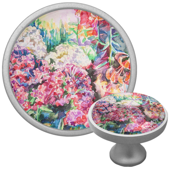 Custom Watercolor Floral Cabinet Knob (Silver)