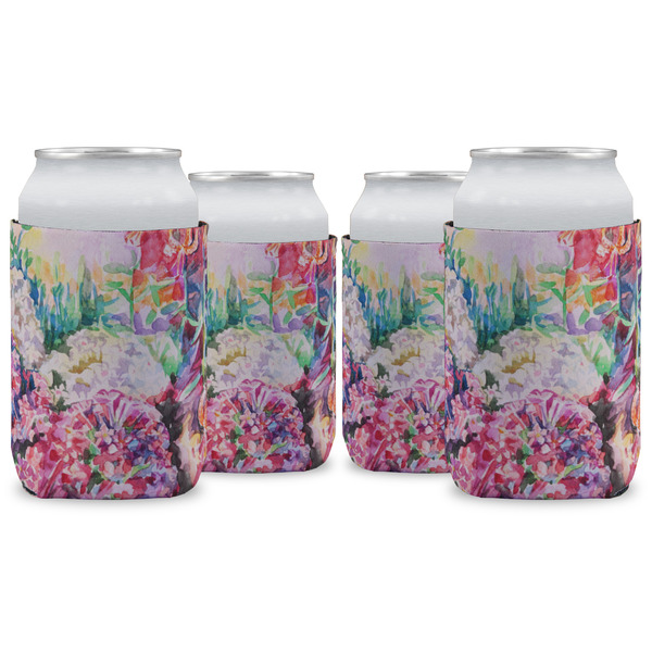 Custom Watercolor Floral Can Cooler (12 oz) - Set of 4