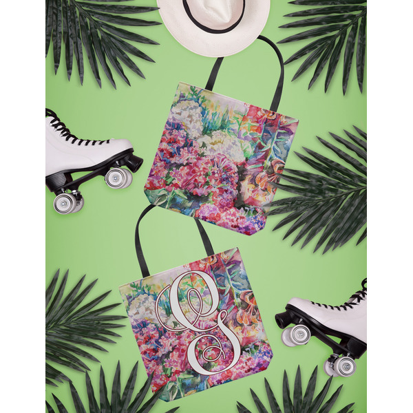 Watercolor Floral Canvas Tote Lifestyle Front and Back