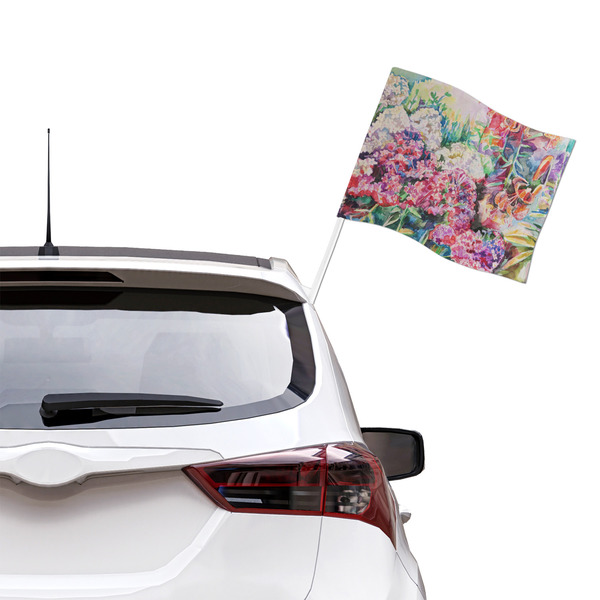 Watercolor Floral Car Flag - Large - LIFESTYLE