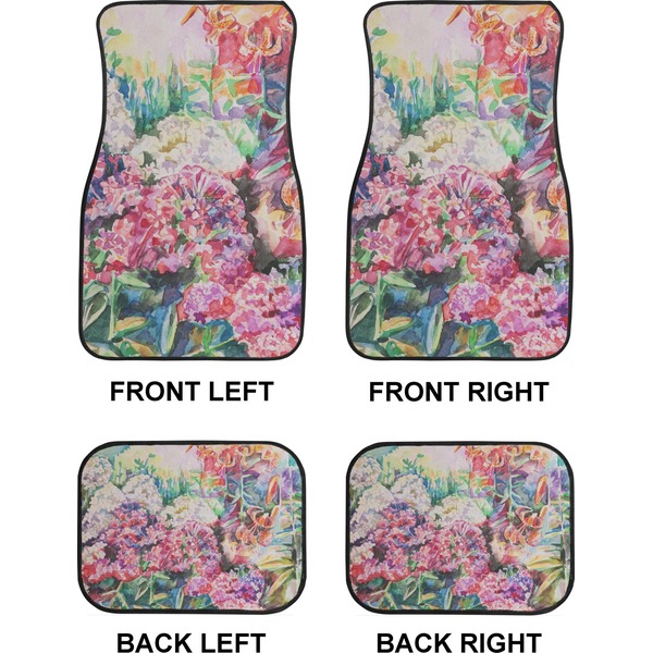 Watercolor Floral Car Floor Mats Set (2F + 2B)