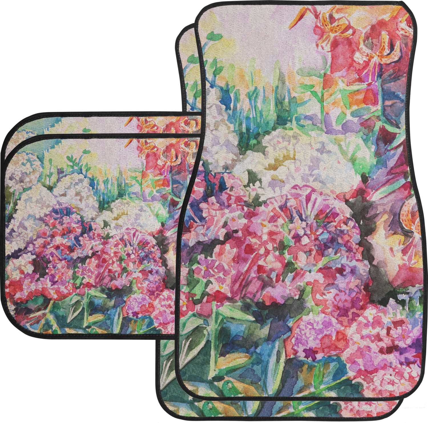 Watercolor Floral Car Floor Mats Set 2 Front & 2 Back YouCustomizeIt