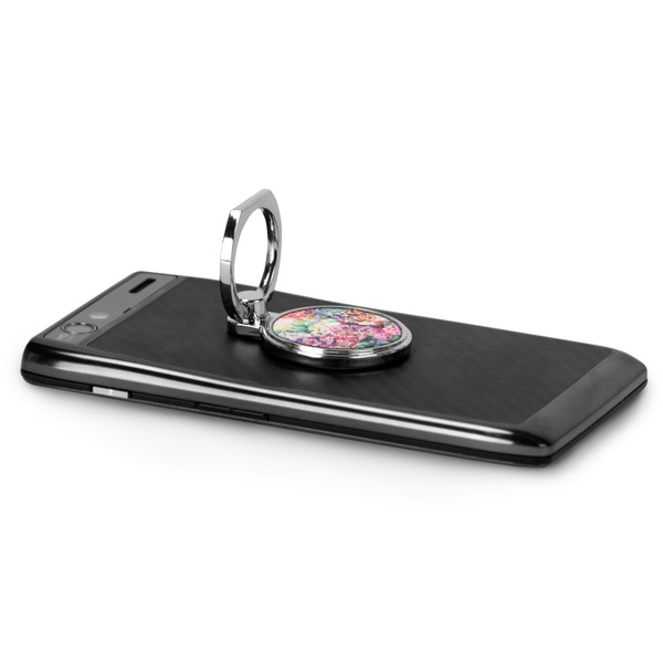 Watercolor Floral Cell Phone Ring & Stand in Use
