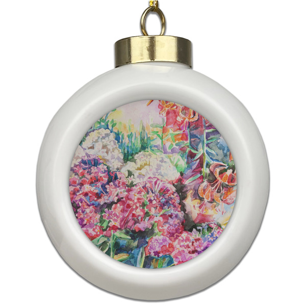 Custom Watercolor Floral Ceramic Ball Ornament