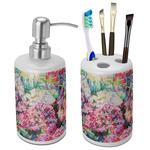 Watercolor Floral Ceramic Bathroom Accessories Set