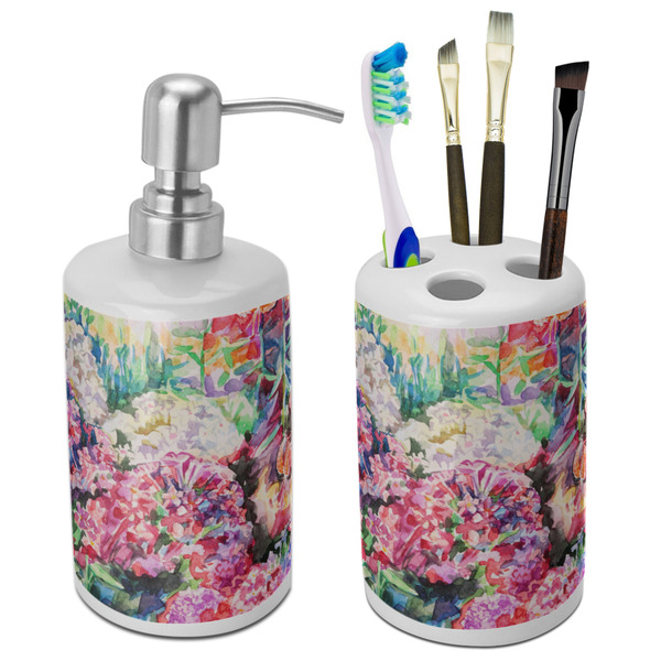 Custom Watercolor Floral Ceramic Bathroom Accessories Set
