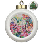 Watercolor Floral Ceramic Ball Ornament - Christmas Tree