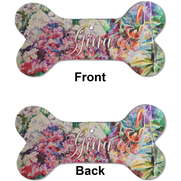 Watercolor Floral Ceramic Flat Ornament - Bone Front & Back (APPROVAL)