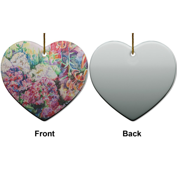 Watercolor Floral Ceramic Flat Ornament - Heart Front & Back (APPROVAL)