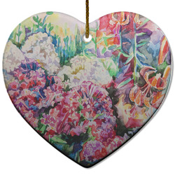 Watercolor Floral Heart Ceramic Ornament