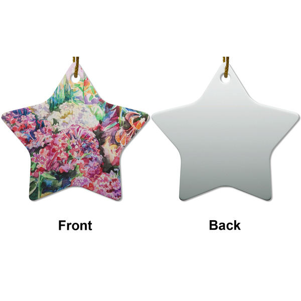Watercolor Floral Ceramic Flat Ornament - Star Front & Back (APPROVAL)