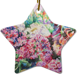 Watercolor Floral Star Ceramic Ornament