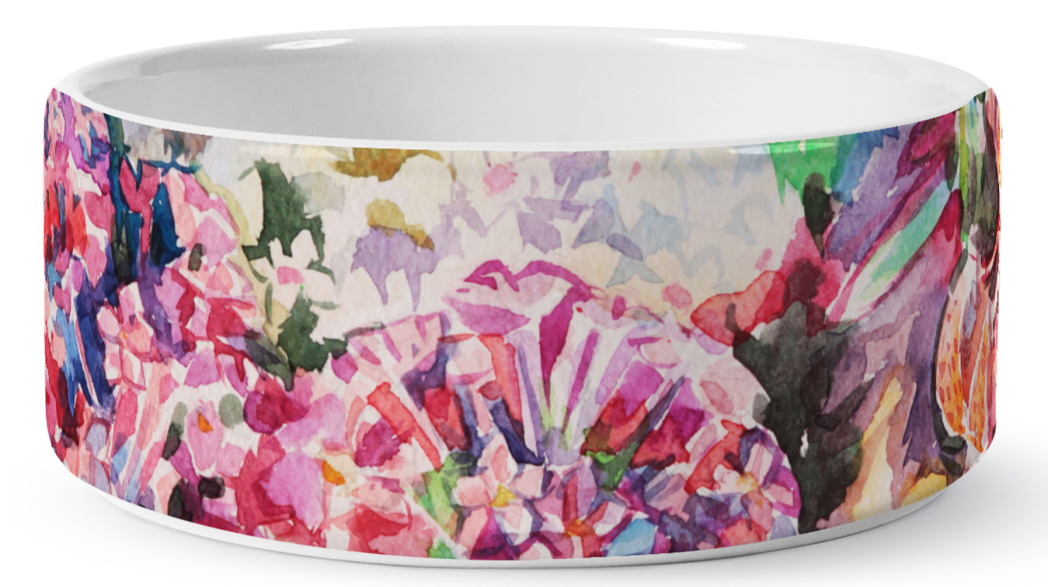 Watercolor Floral Ceramic Dog Bowl Large YouCustomizeIt