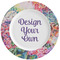 Watercolor Floral Ceramic Plate w/Rim