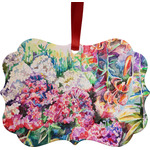 Watercolor Floral Metal Frame Ornament - Double Sided