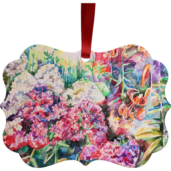 Custom Watercolor Floral Metal Frame Ornament - Double Sided