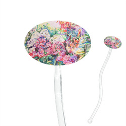 Watercolor Floral 7" Oval Plastic Stir Sticks - Clear