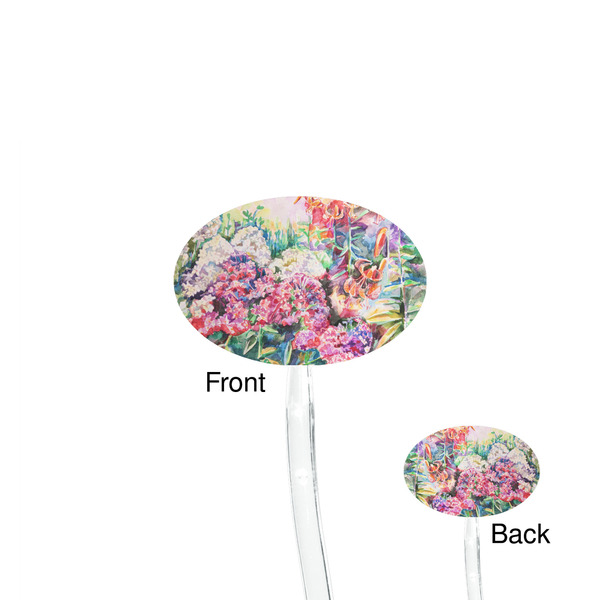 Watercolor Floral Clear Plastic 7" Stir Stick - Oval - Front & Back