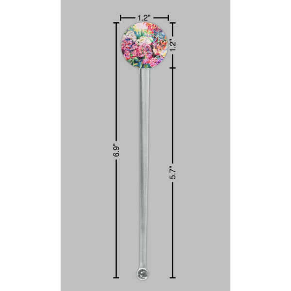 Watercolor Floral Clear Plastic 7" Stir Stick - Round - Dimensions