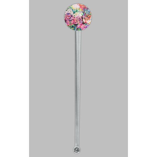 Watercolor Floral Clear Plastic 7" Stir Stick - Round - Single Stick