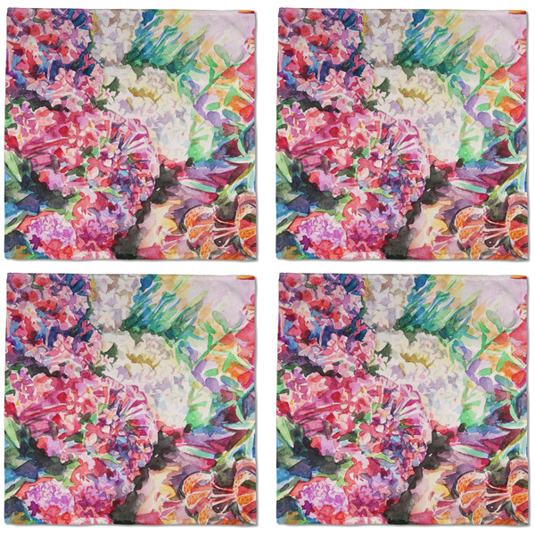 Watercolor Floral Cloth Napkins - Personalized Dinner (APPROVAL) Set of 4