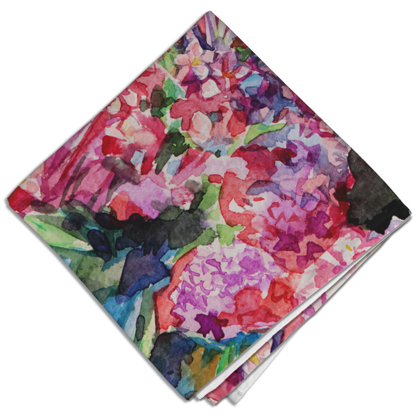 Watercolor Floral Cloth Napkins - Personalized Dinner (Folded Four Corners)