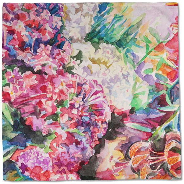 Watercolor Floral Cloth Napkins - Personalized Dinner (Full Open)