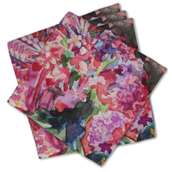Watercolor Floral Cloth Cocktail Napkins - Set of 4