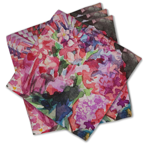 Custom Watercolor Floral Cloth Cocktail Napkins - Set of 4