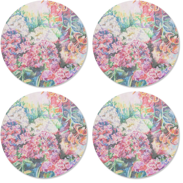 Watercolor Floral Coaster Round Rubber Back - Apvl