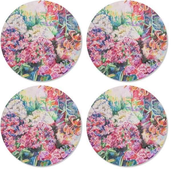 Watercolor Floral Coaster Round Rubber Back - Apvl