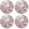Watercolor Floral Coaster Round Rubber Back - Apvl