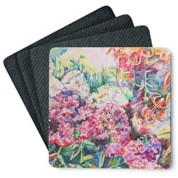 Watercolor Floral Square Rubber Backed Coasters - Set of 4