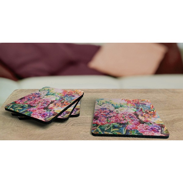 Watercolor Floral Coaster Rubber Back - On Coffee Table