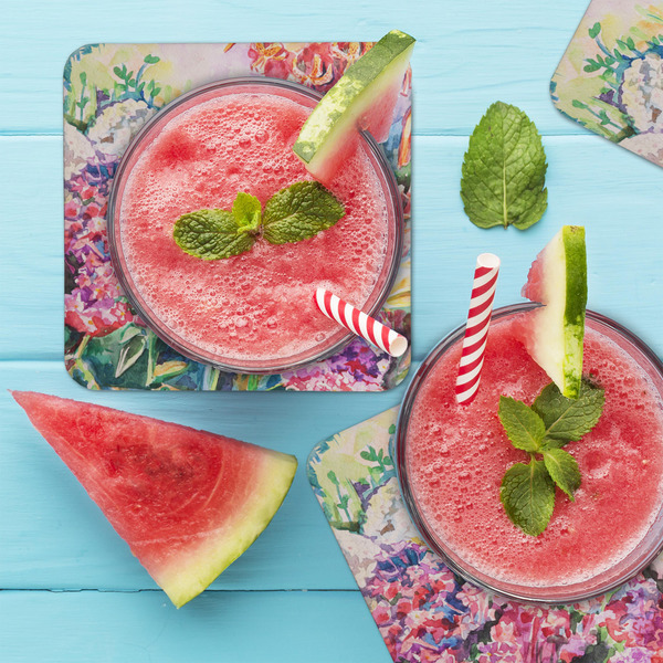 Watercolor Floral Coaster Set - LIFESTYLE