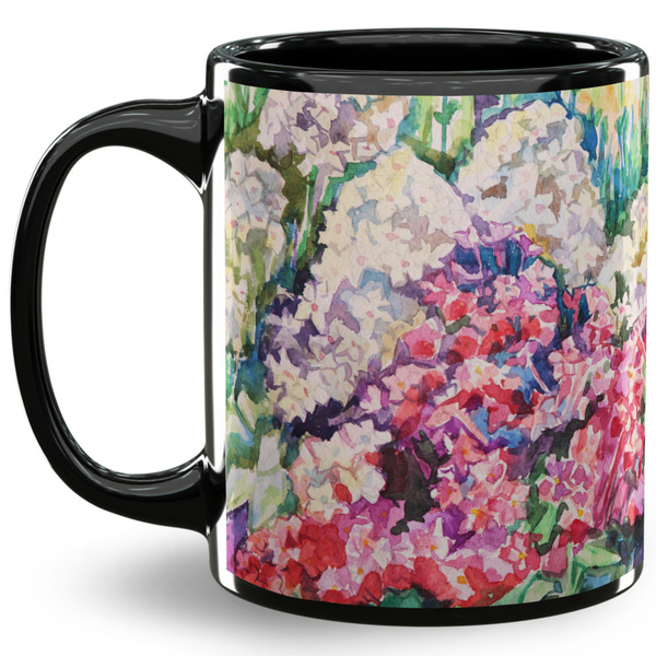 Custom Watercolor Floral 11 Oz Coffee Mug - Black
