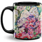 Watercolor Floral Coffee Mug - 11 oz - Full- Black