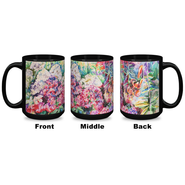 Watercolor Floral Coffee Mug - 15 oz - Black APPROVAL