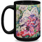 Watercolor Floral Coffee Mug - 15 oz - Black Full