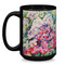 Watercolor Floral Coffee Mug - 15 oz - Black