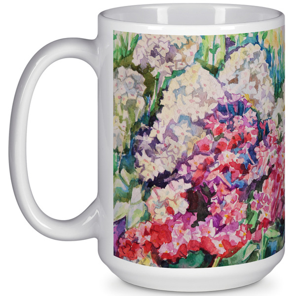 Custom Watercolor Floral 15 Oz Coffee Mug - White