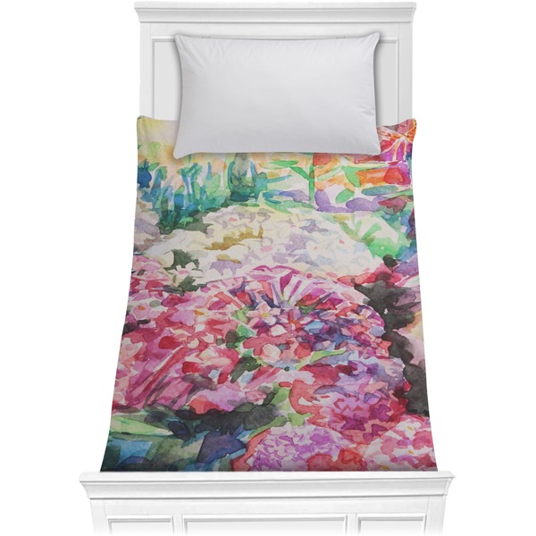 Custom Watercolor Floral Comforter - Twin