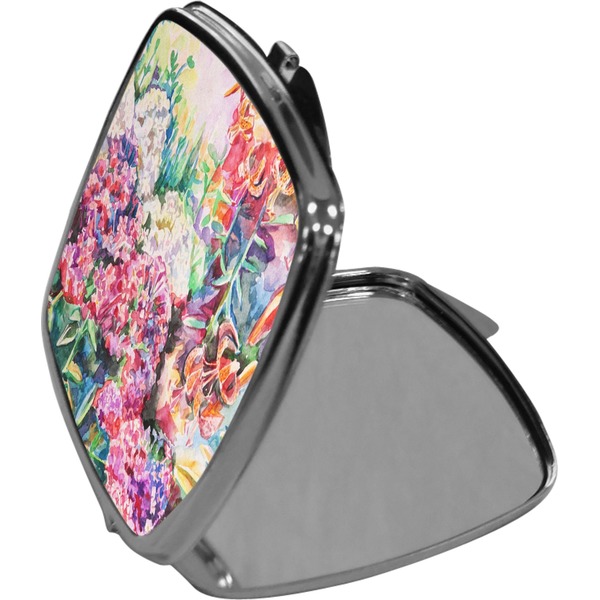 Watercolor Floral Compact Mirror (Side View)
